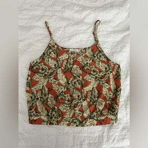 Blu Pepper tank top, size medium, palm leaves, spaghetti strap, tie in back